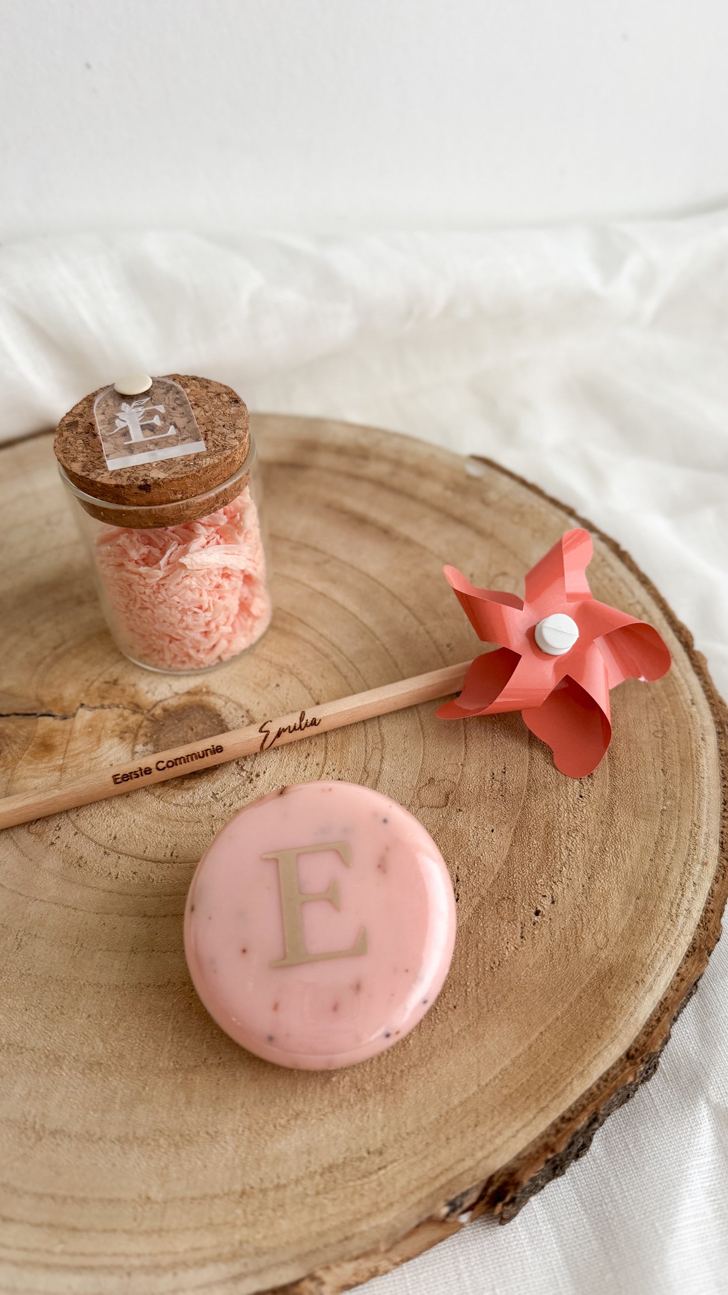 Gepersonaliseerd potlood met windmolentje - peach