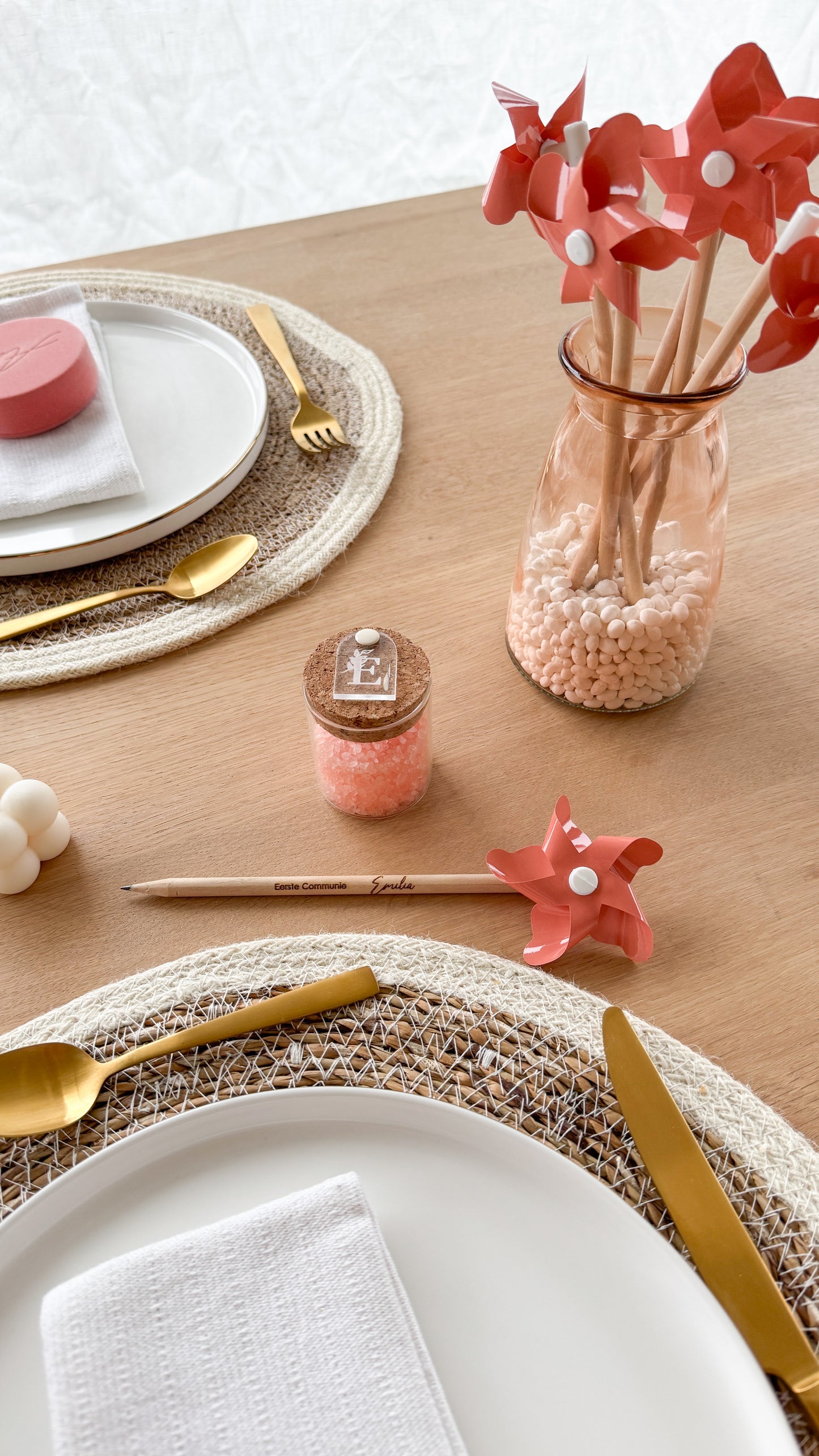 Gepersonaliseerd potlood met windmolentje - peach