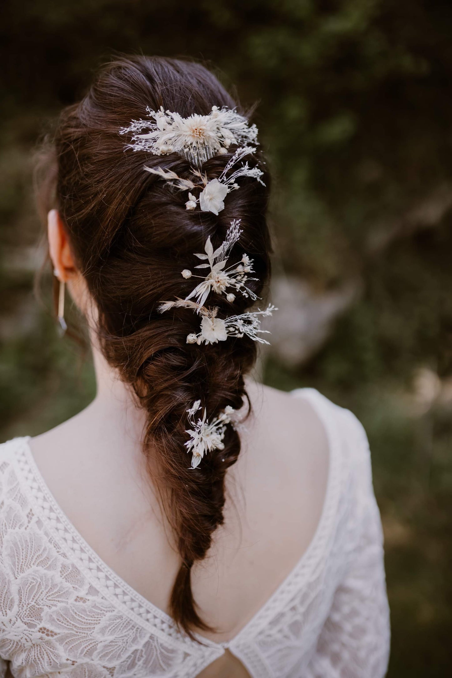 Peigne à cheveux en fleurs séchées