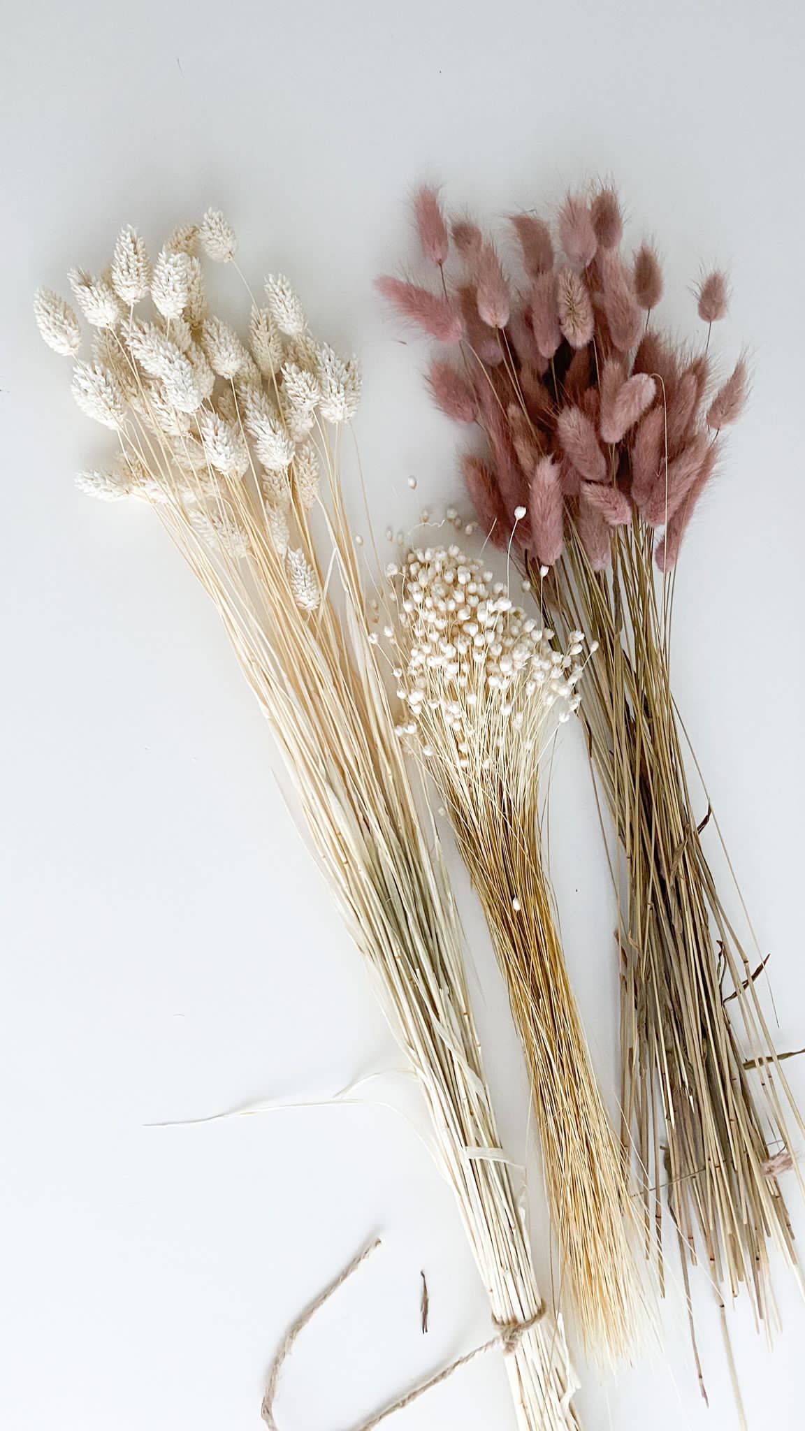 Trio van droogbloemen voor eigen afwerking bedankje - deluxe