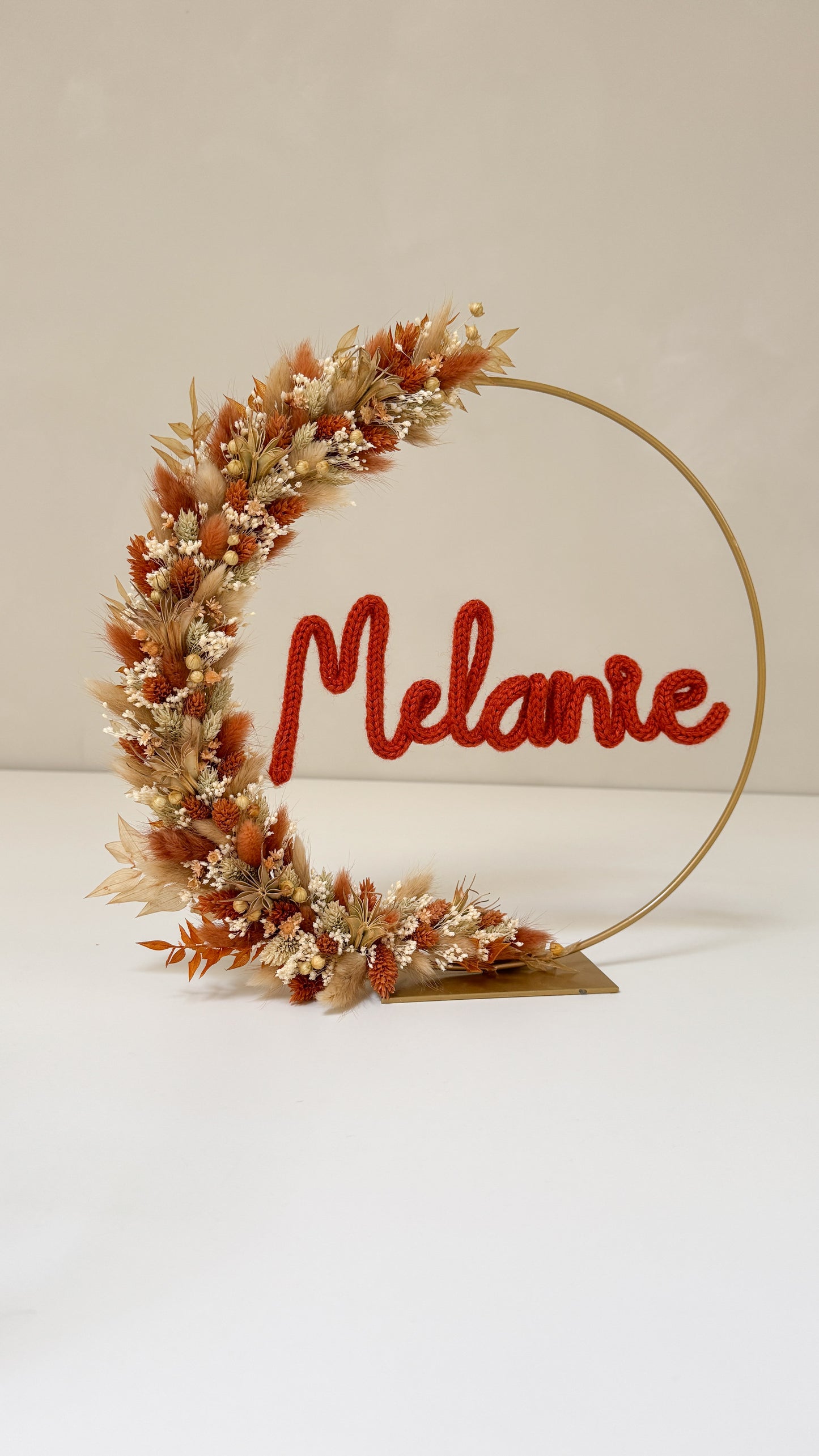 Couronne de fleurs séchées avec surnom 25, 30 ou 40cm