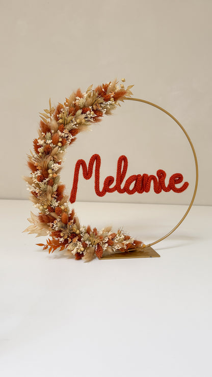 Couronne de fleurs séchées avec surnom 25, 30 ou 40cm