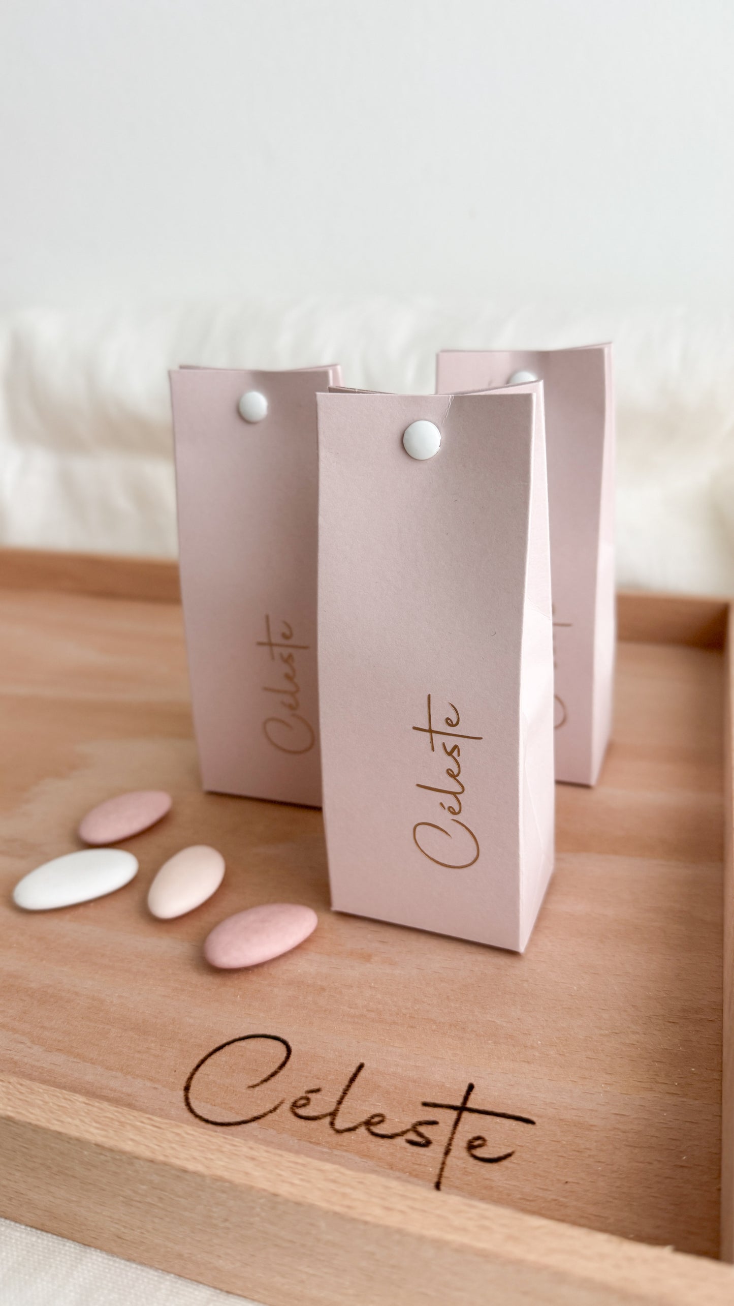 Kartonnen doosje met suikerbonen - roze