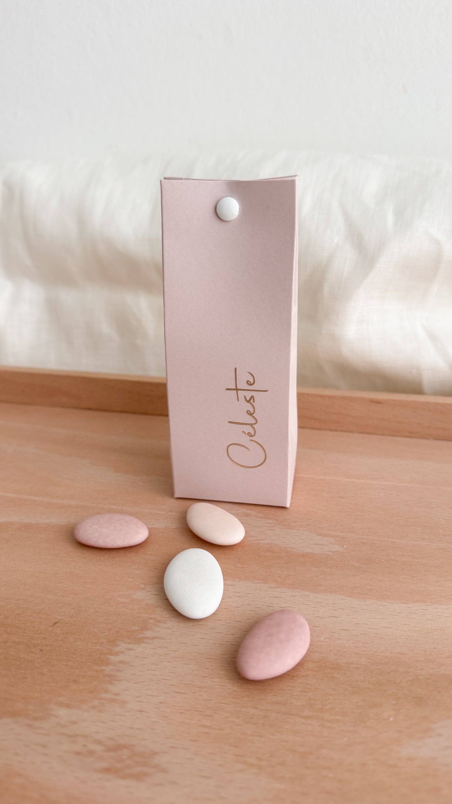 Kartonnen doosje met suikerbonen - roze