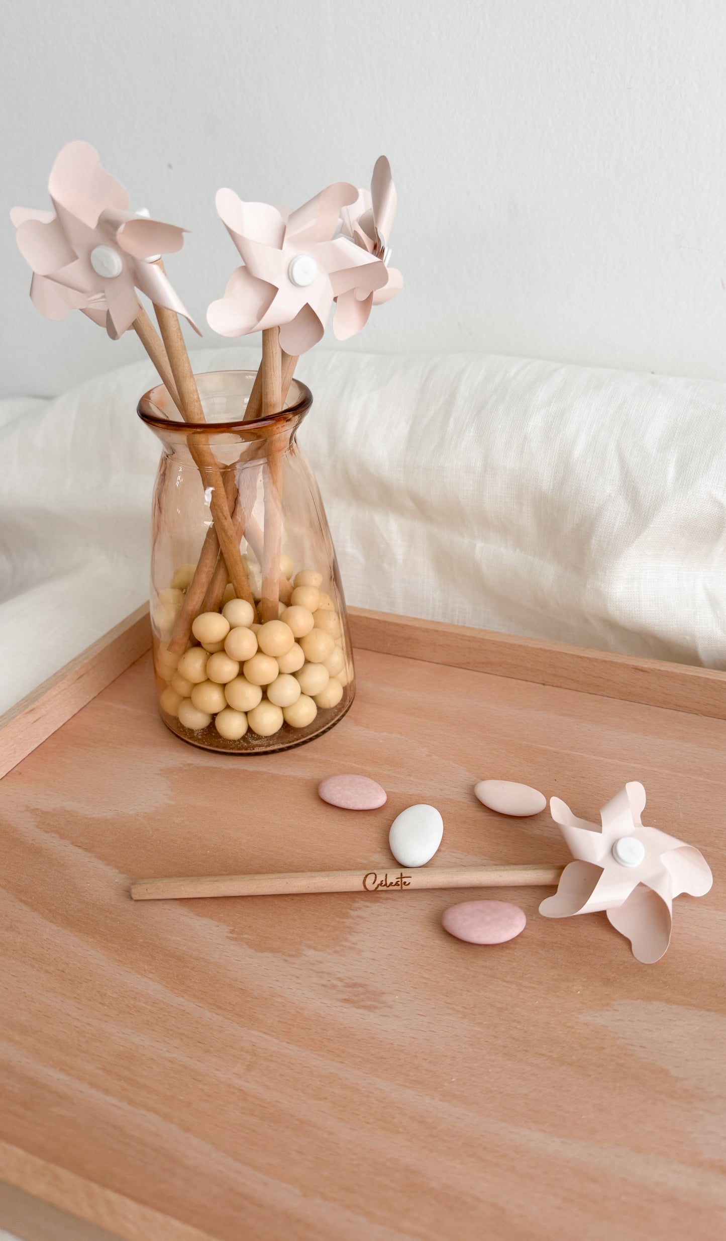 Potlood met windmolentje - roze