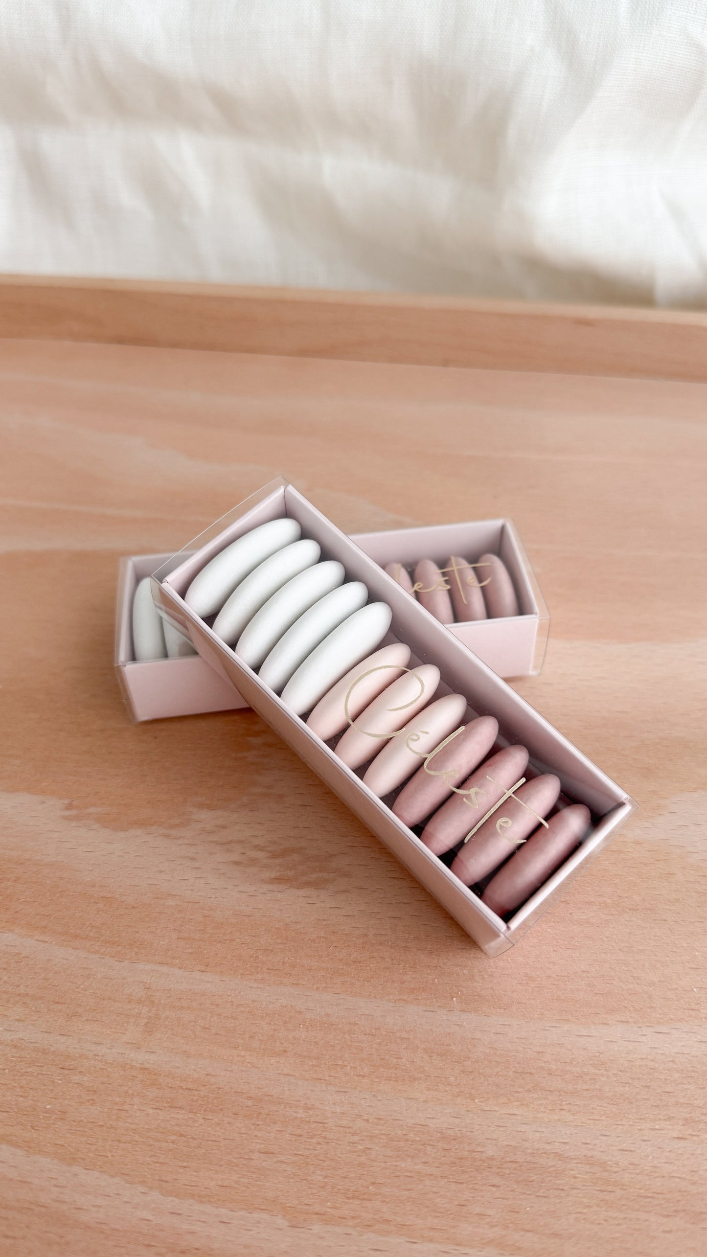 Schuifdoosje met suikerbonen - roze
