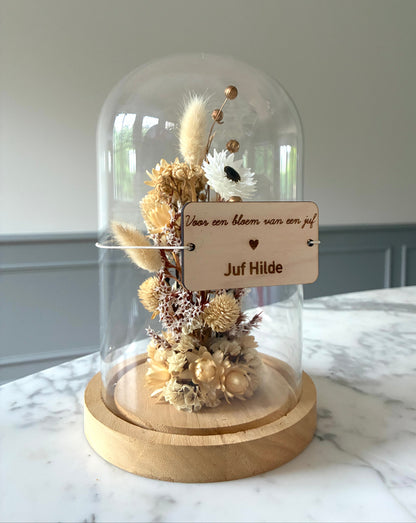 Droogbloemenstolp 'voor een bloem van een juf'